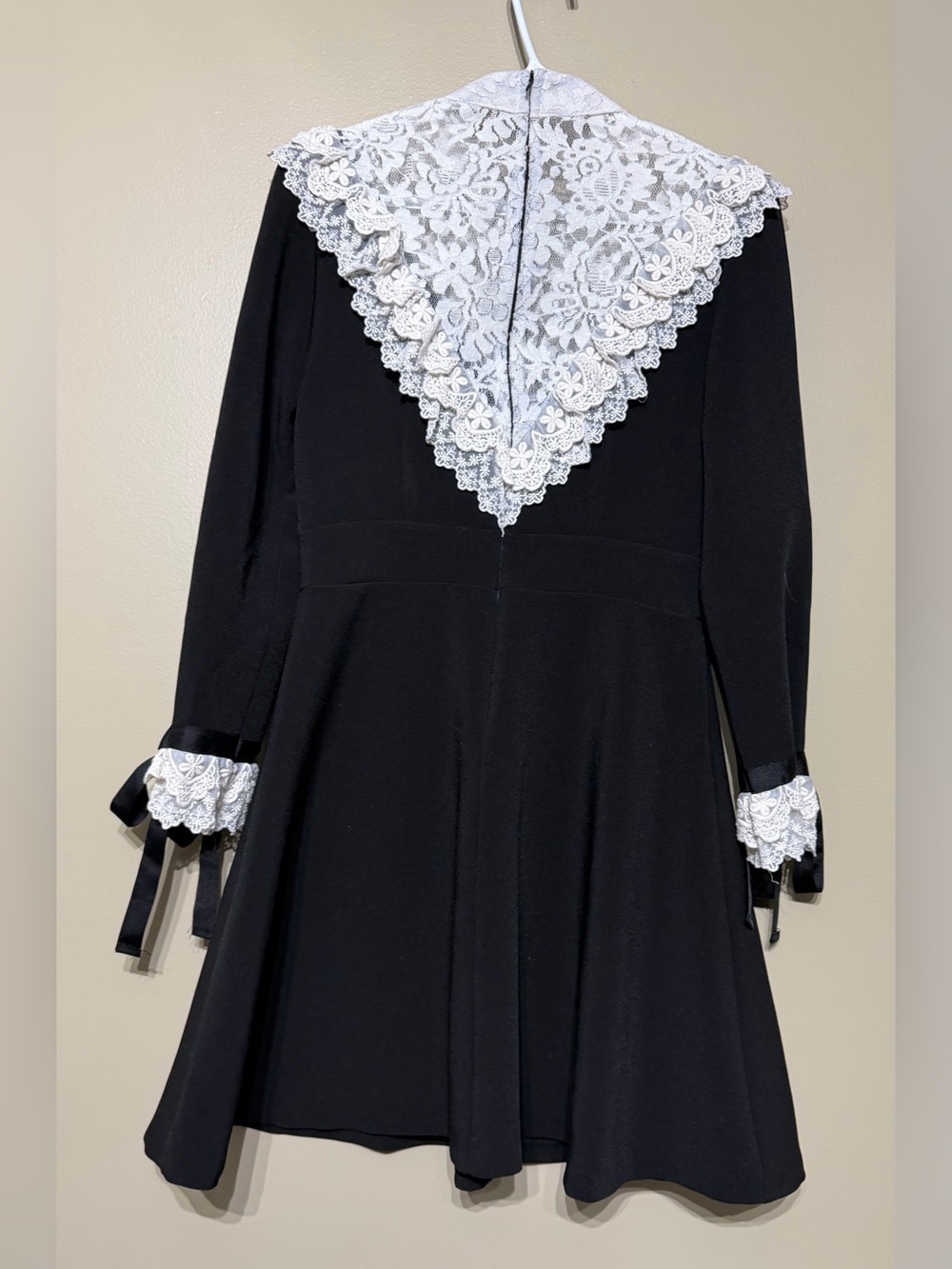 Daisy Victorian Gothic Lace & Ribbon Korean Made Mini Dress - Picture 5 of 10